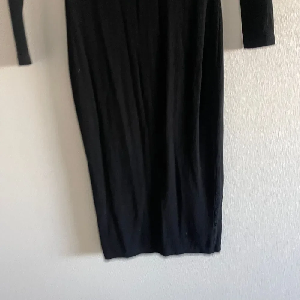 GBTSO Off-Shoulder Ribbed Stretch‎ Knit Midi Dress Womens Size XS